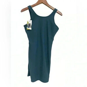 HALARA Back Cut Out Tank Dress Ribbed Padded Slate Blue New with Tags Size Large